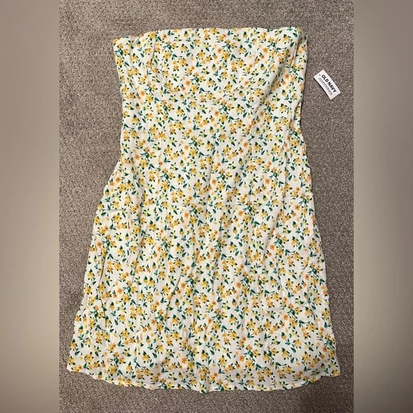 NWT Old Navy Linen Blend Strapless Floral Mini Dress - Picture 4 of 8